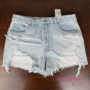 Blue Revival Pearl Girl High Rise Exposed Pocket Denim Shorts